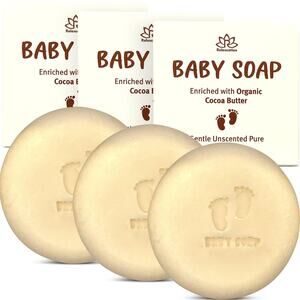 Unscented Baby Soap Bar - Only 4 Ingredients (3 Pack)